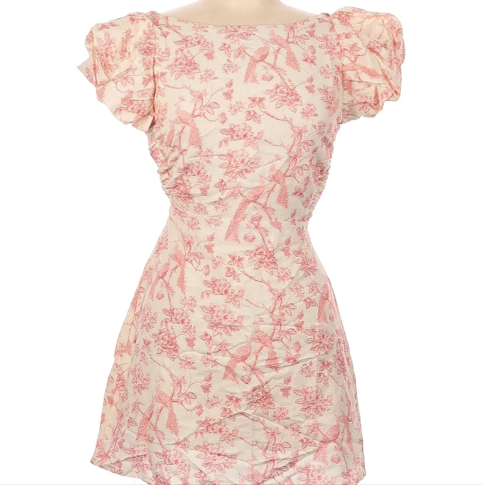 Krewe Du Q Rhodes Floral Mini Dress Tea Party Cocktail Coquette Puff Sleeve - Picture 3 of 8